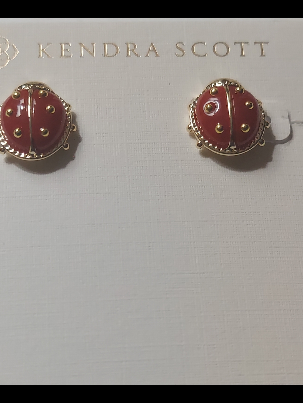 Kendra Scott Red Enamel Ladybug Stud Earrings with Gold-Tone Accents